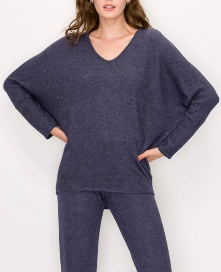 Our softest knit v-neck in comfy brushed Jersey- H. Navy