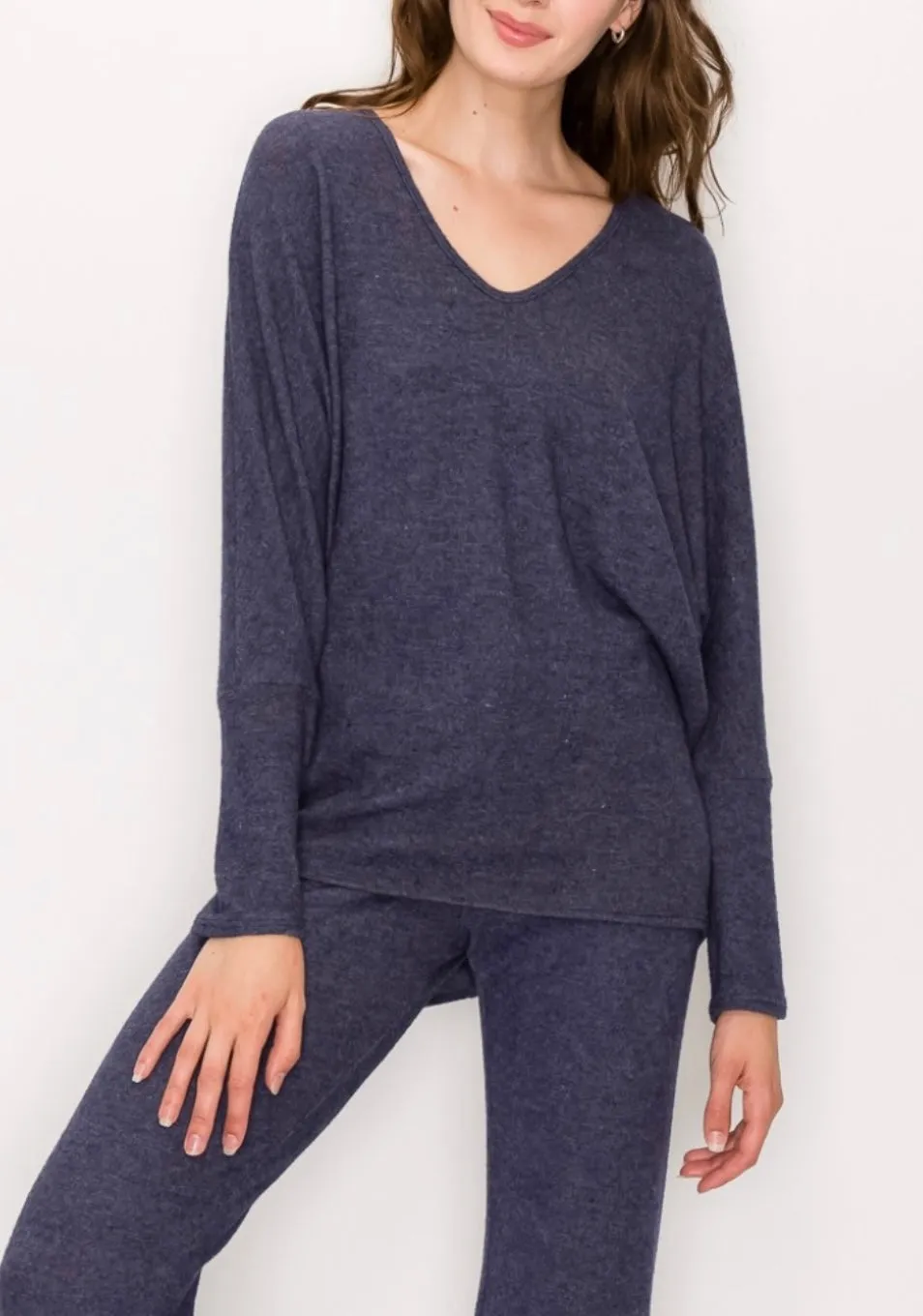 Our softest knit v-neck in comfy brushed Jersey- H. Navy