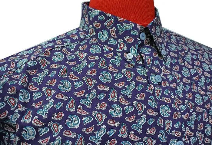 Paisley Shirt| 60s Mod Style Purple Paisley Shirt