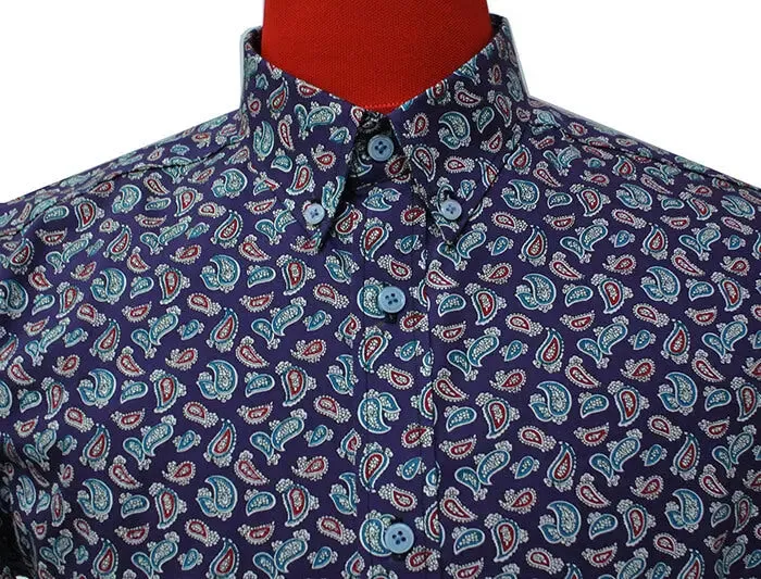 Paisley Shirt| 60s Mod Style Purple Paisley Shirt