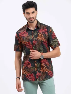 Palm Leaves Printed Cotton Half Sleeve Shirt