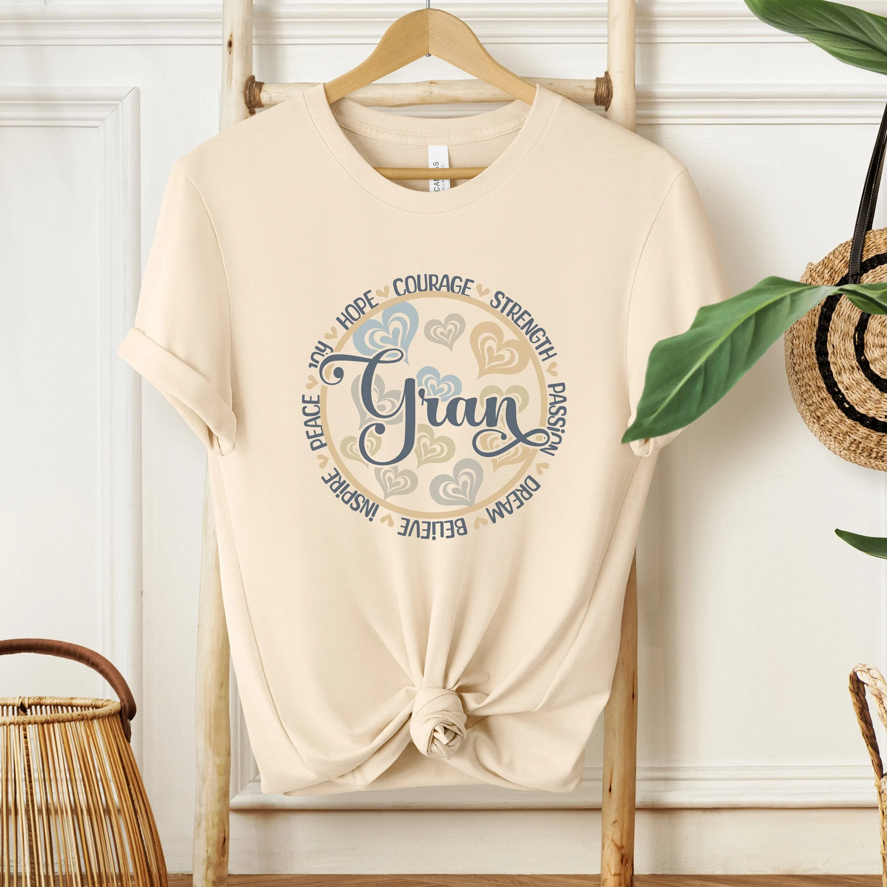 Personalized Gran Inspirational Grace T-Shirt With Words of Hope, Strength, Courage Design Tee, Mother's Day Gift, Custom Family Shirt