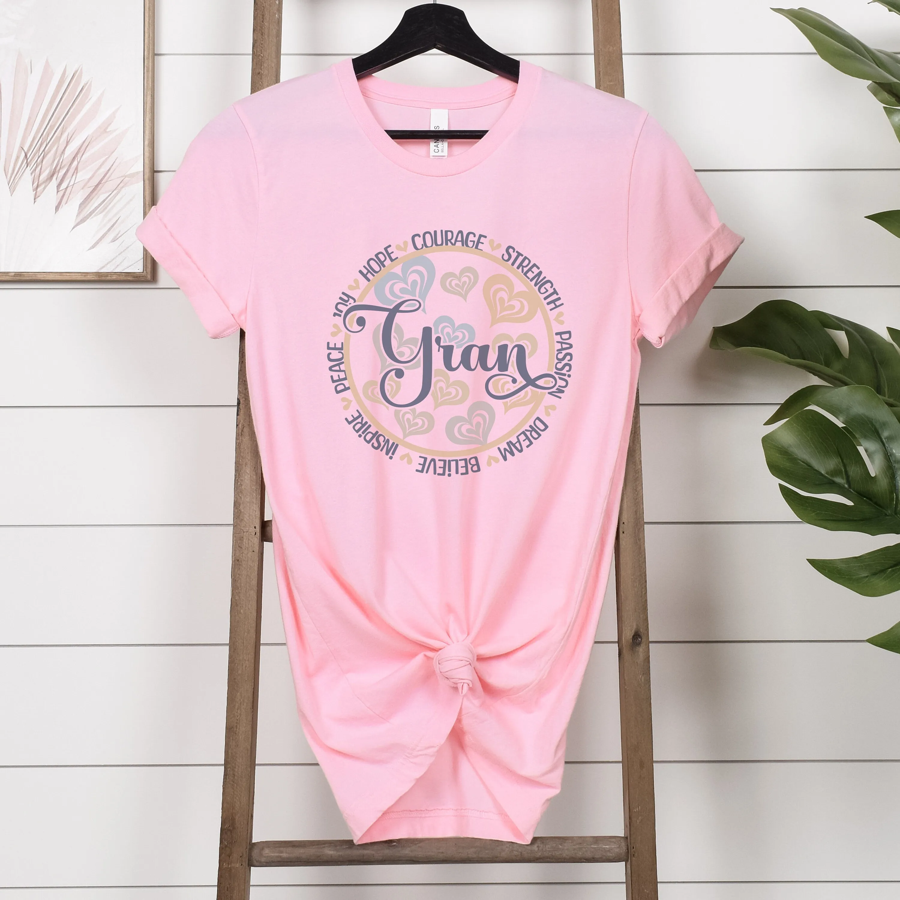 Personalized Gran Inspirational Grace T-Shirt With Words of Hope, Strength, Courage Design Tee, Mother's Day Gift, Custom Family Shirt