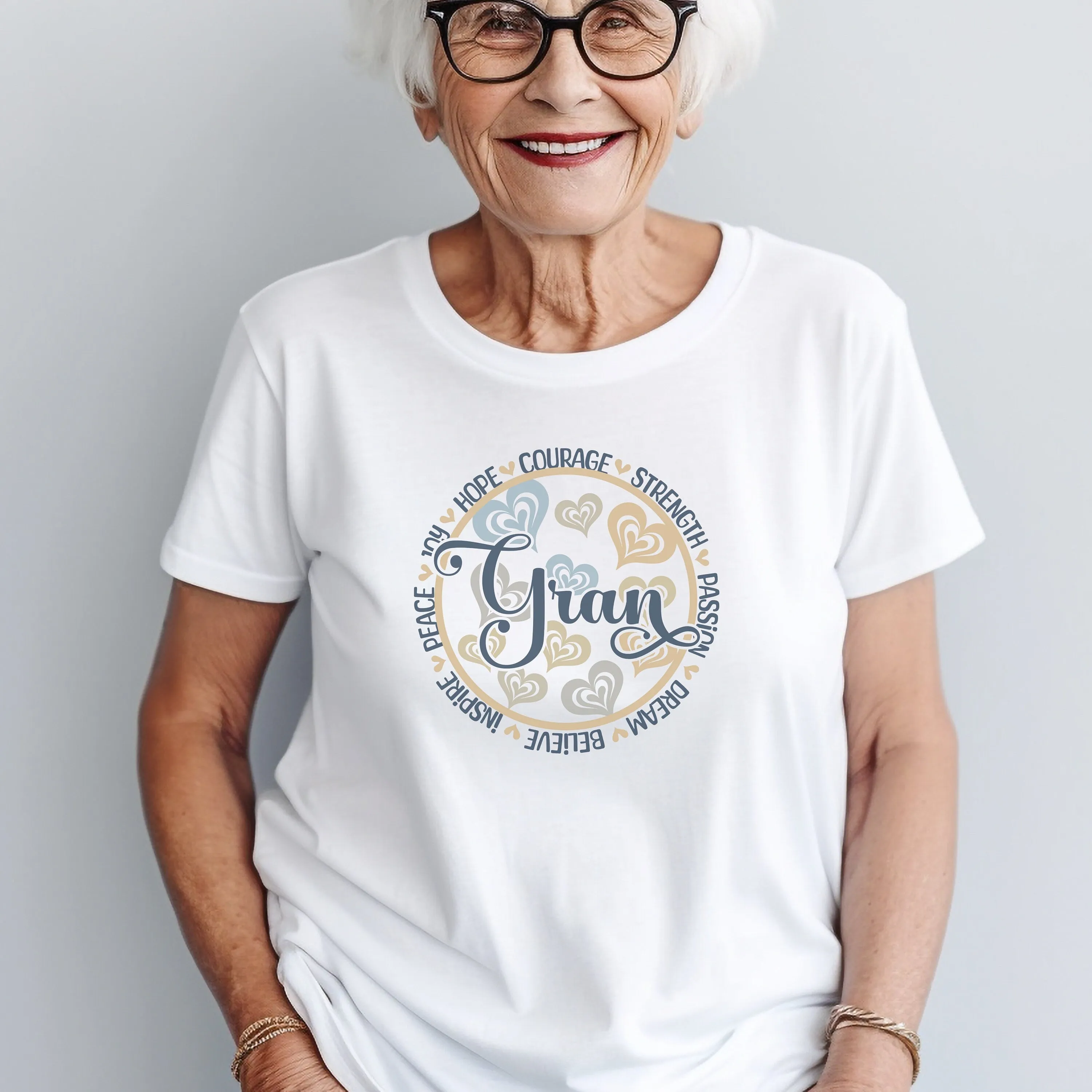 Personalized Gran Inspirational Grace T-Shirt With Words of Hope, Strength, Courage Design Tee, Mother's Day Gift, Custom Family Shirt