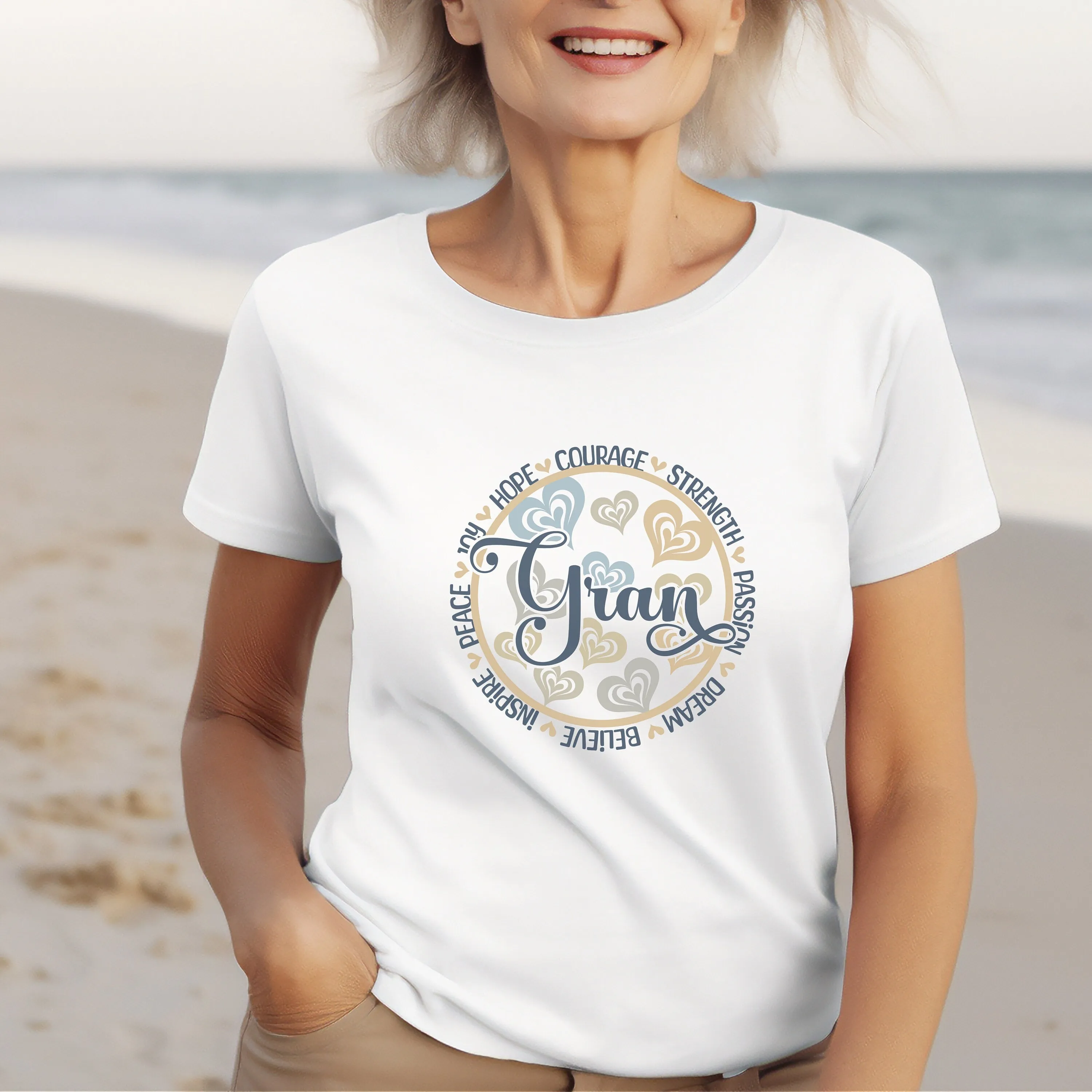 Personalized Gran Inspirational Grace T-Shirt With Words of Hope, Strength, Courage Design Tee, Mother's Day Gift, Custom Family Shirt