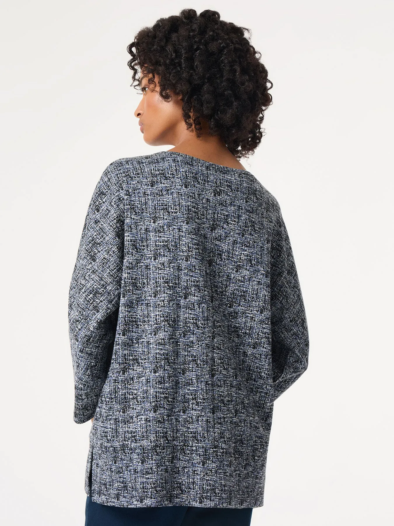 Petite Seam Detail Dolman Tunic, Jacquard Knit