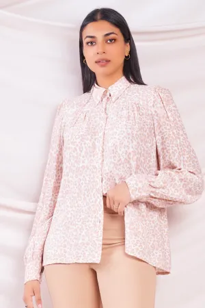 Pink Printed Oversized Shirt