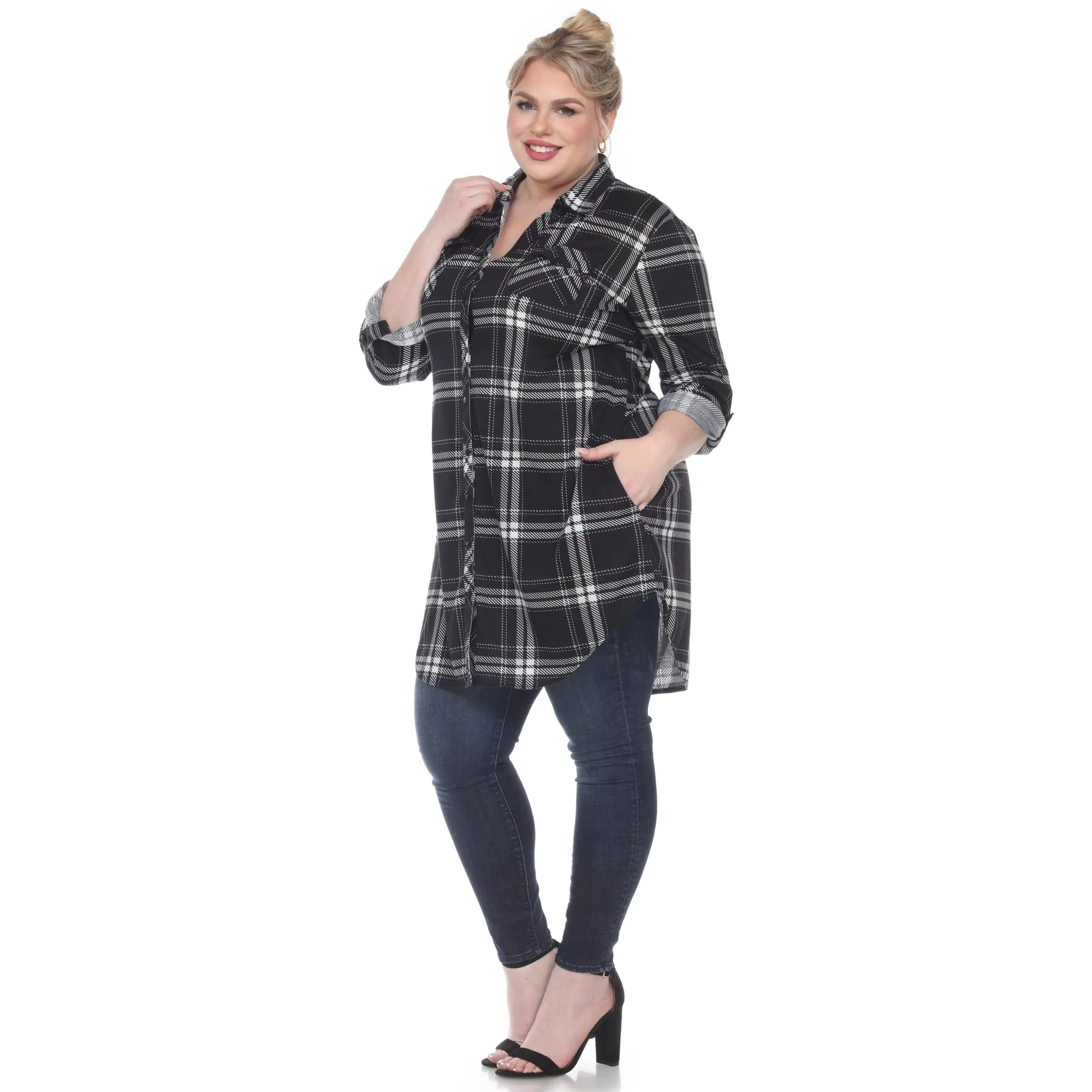 Plaid Tunic Top - Plus