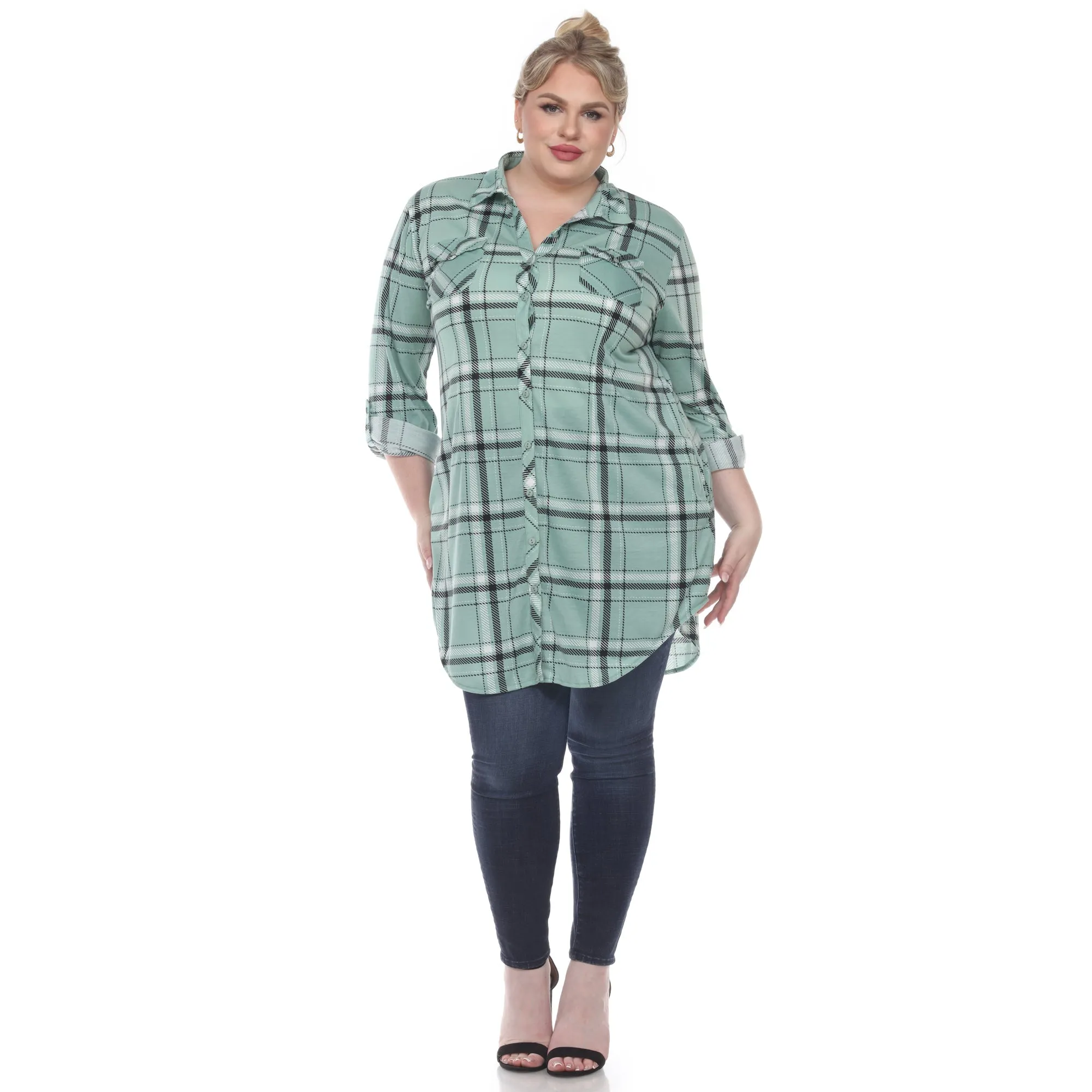 Plaid Tunic Top - Plus