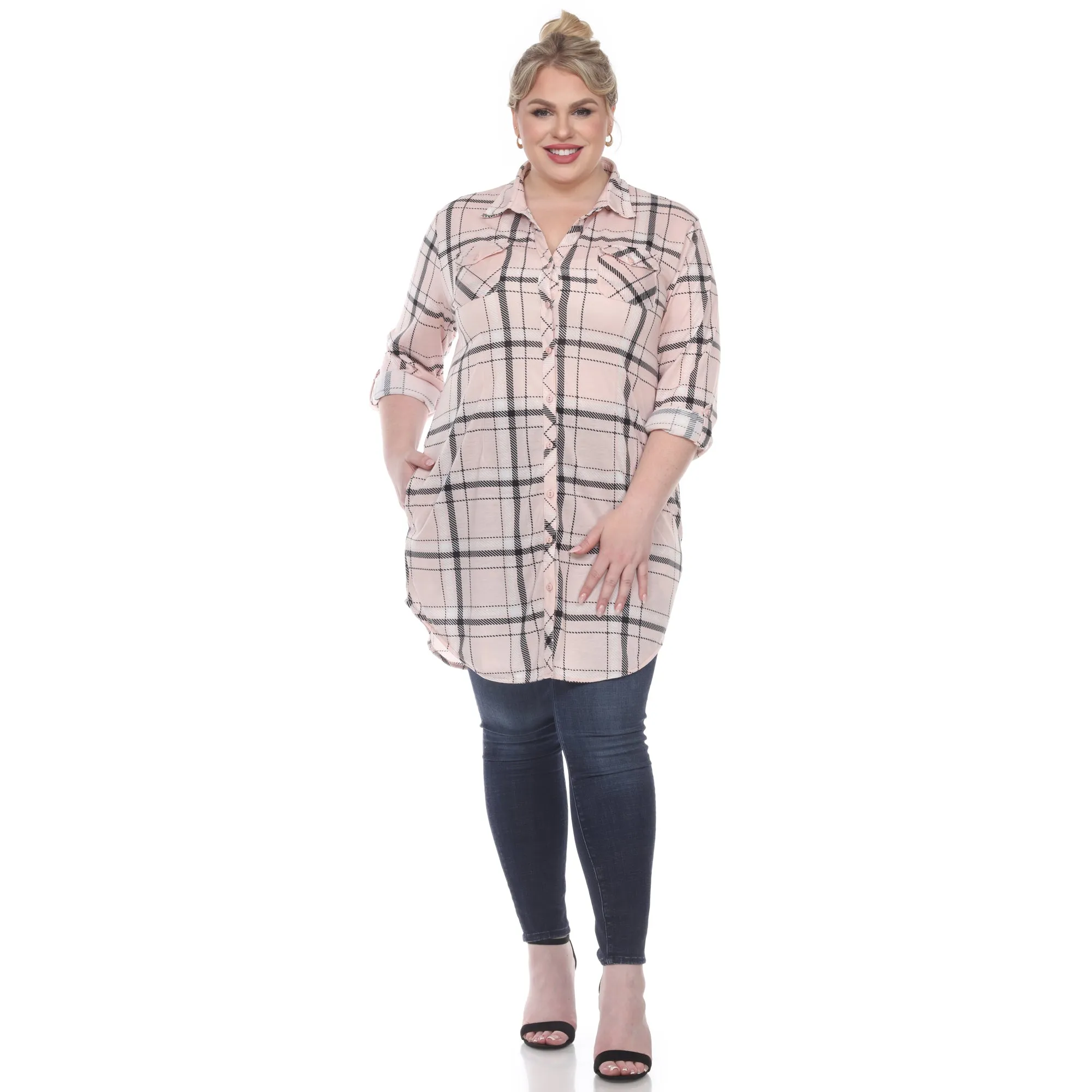 Plaid Tunic Top - Plus