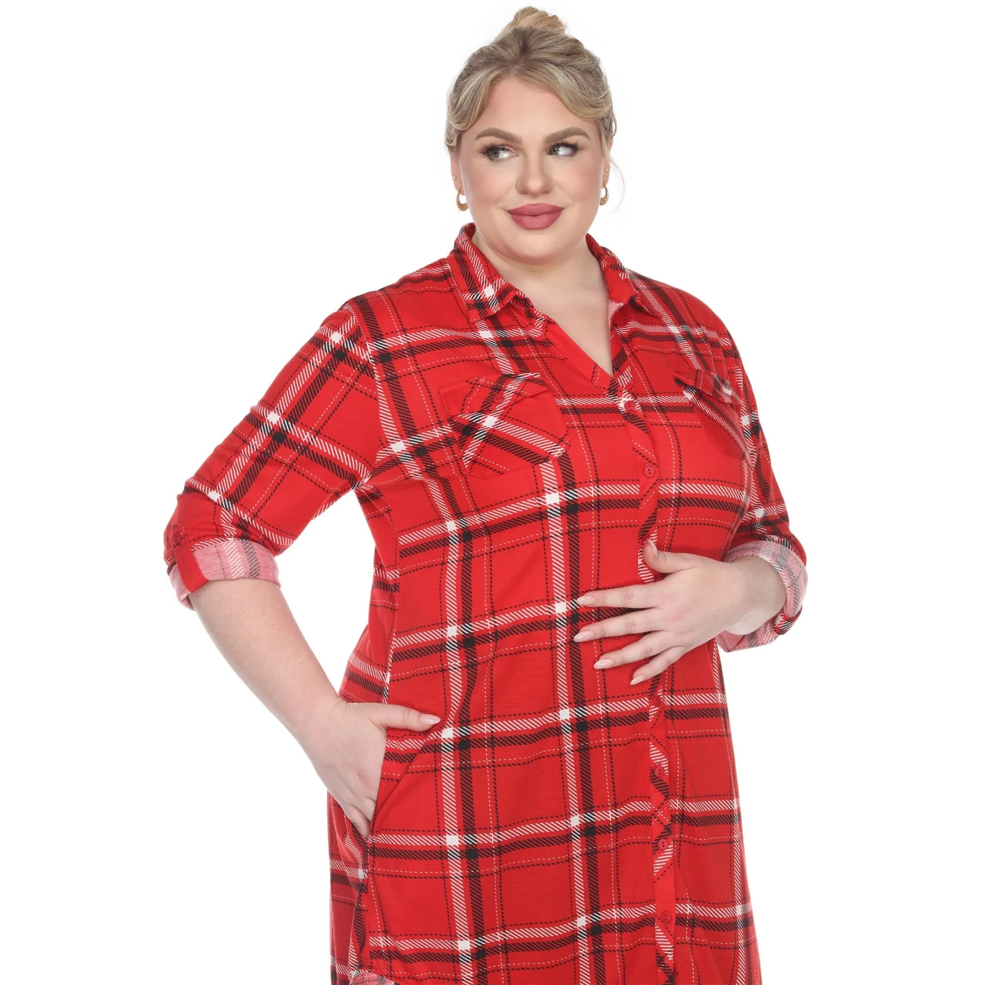 Plaid Tunic Top - Plus