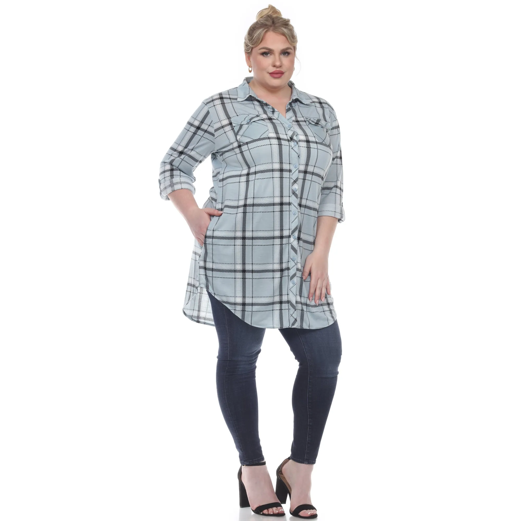 Plaid Tunic Top - Plus