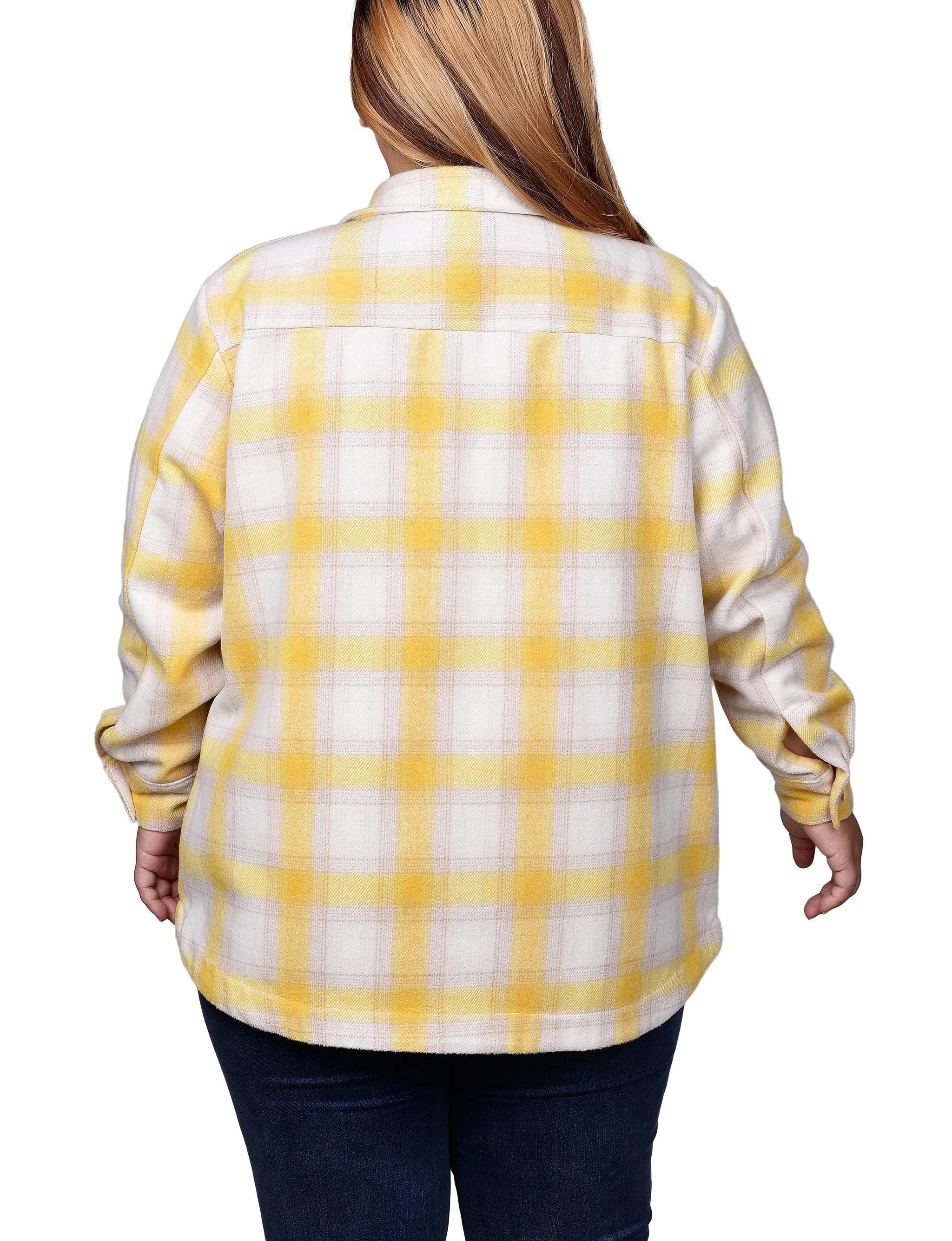 Plus Size Long Sleeve Calf-Length Twill Shirtjacket