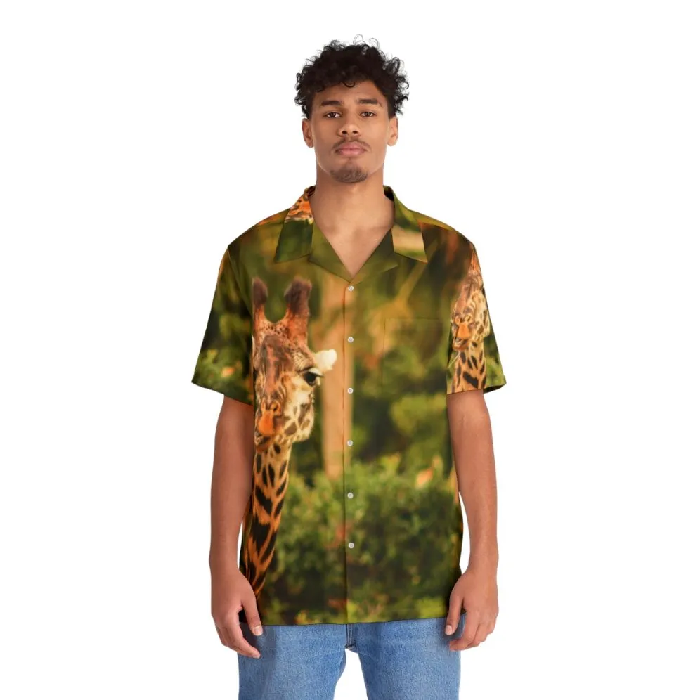 "Say What" Giraffe Hawaiian Shirt | Nature-Inspired Travel Shirt