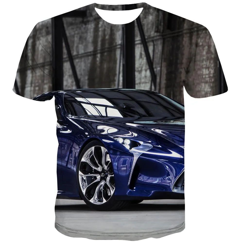 Racing Car T-shirt Men Metal T shirts Funny City Tshirts Cool Gray Tshirts Novelty Retro Tshirt Anime