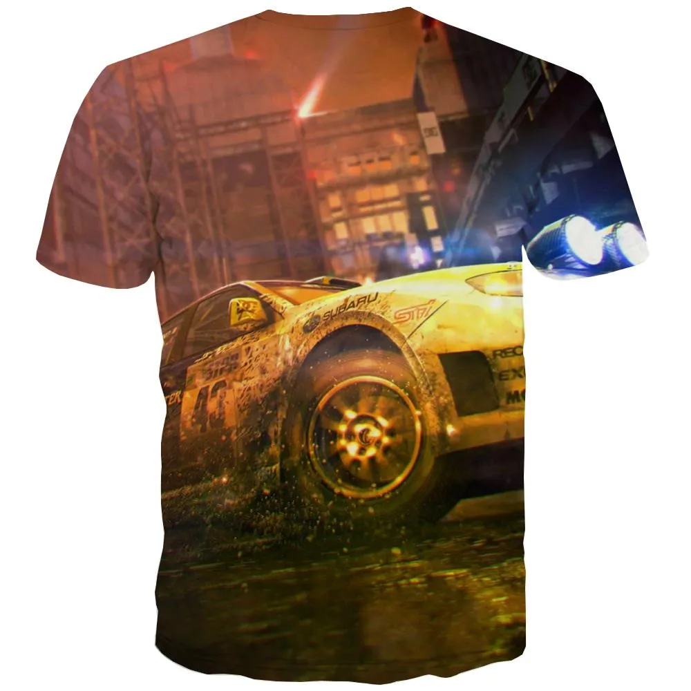 Racing Car T-shirt Men Metal Tshirts Casual City T shirts Funny Gray Tshirt Printed Retro Tshirt Anime