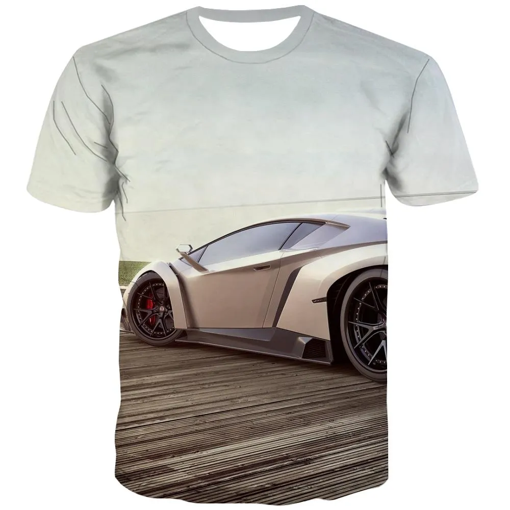 Racing Car T shirts Men Metal Shirt Print City T-shirts 3d Gray Tshirts Casual Retro T shirts Funny