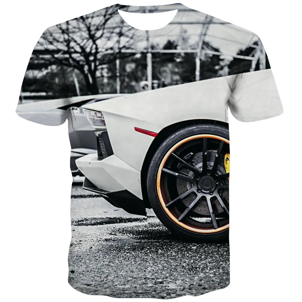 Racing Car T shirts Men Metal Tshirt Printed City Tshirts Novelty Gray Tshirts Casual Retro T-shirts Graphic