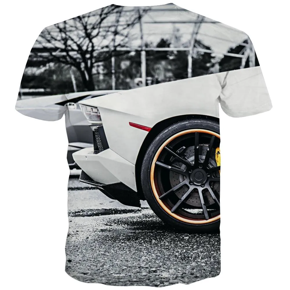 Racing Car T shirts Men Metal Tshirt Printed City Tshirts Novelty Gray Tshirts Casual Retro T-shirts Graphic