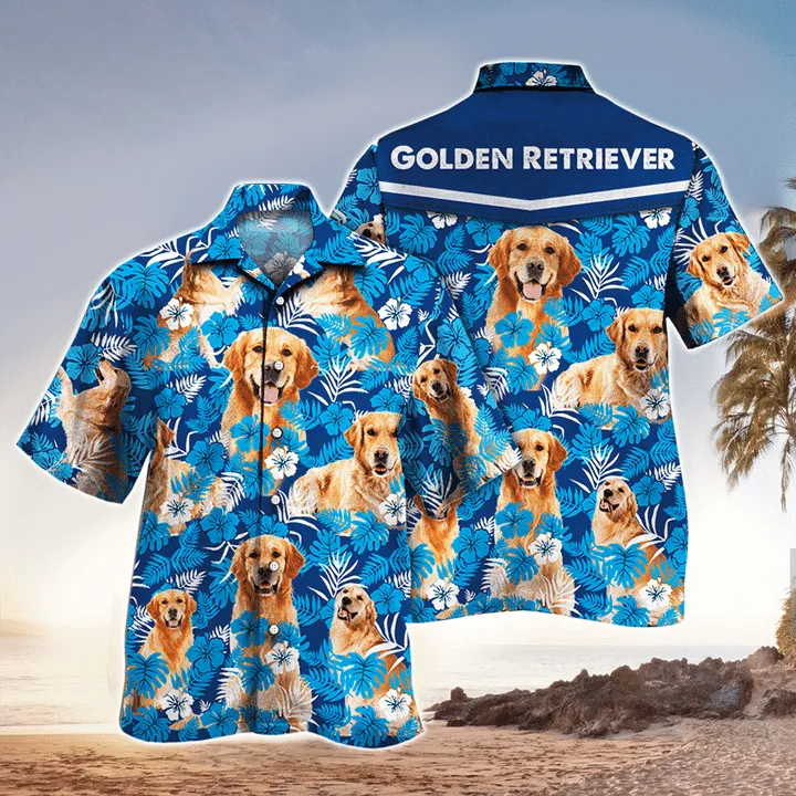 Retriever Dog Hawaiian Shirt, Dog Personalized Hawaiian Shirt Men