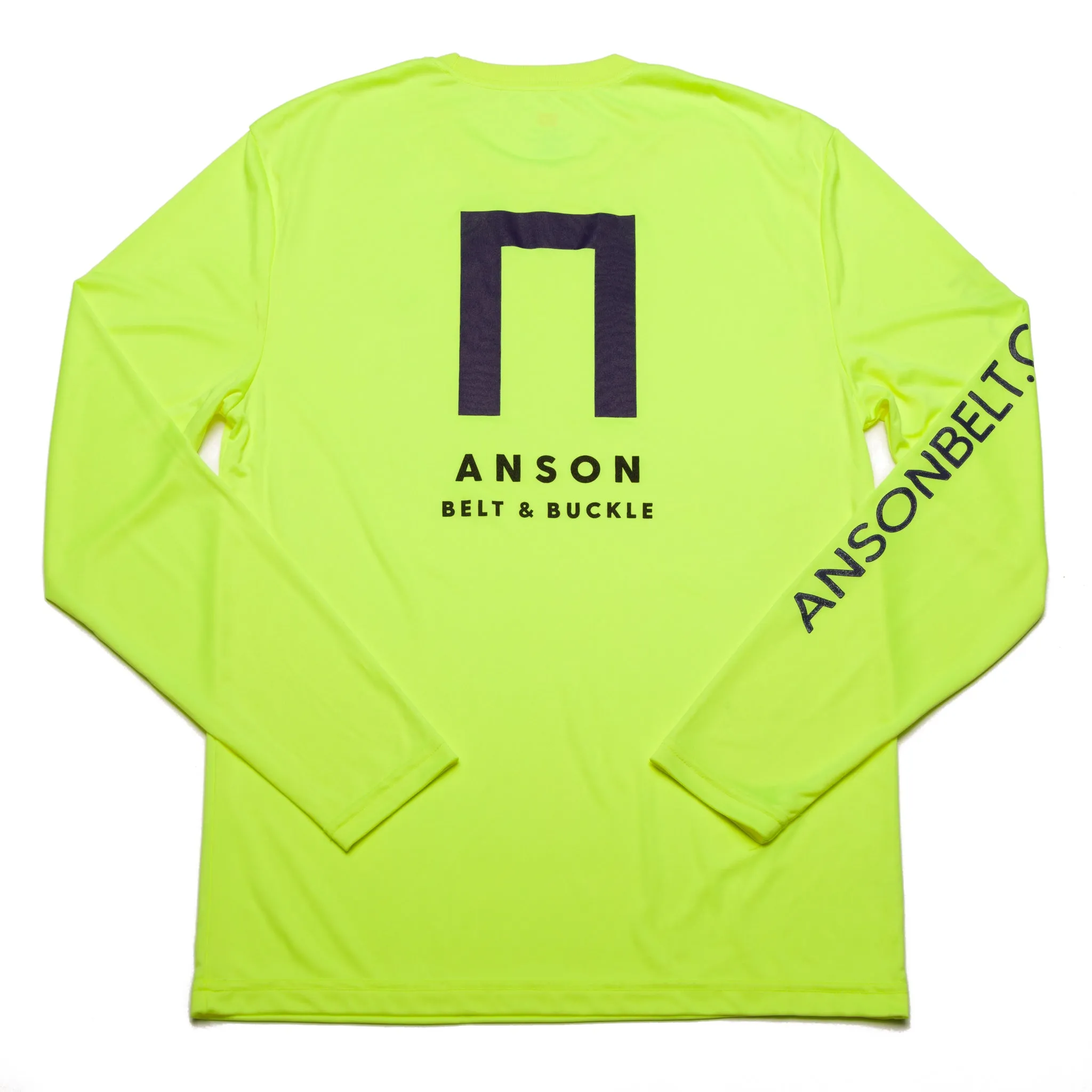 Safety Green Anson Belt Performance Long Sleeve Tee w/ Hanes Sport™ Men's FreshIQ™ Cool DRI® technology