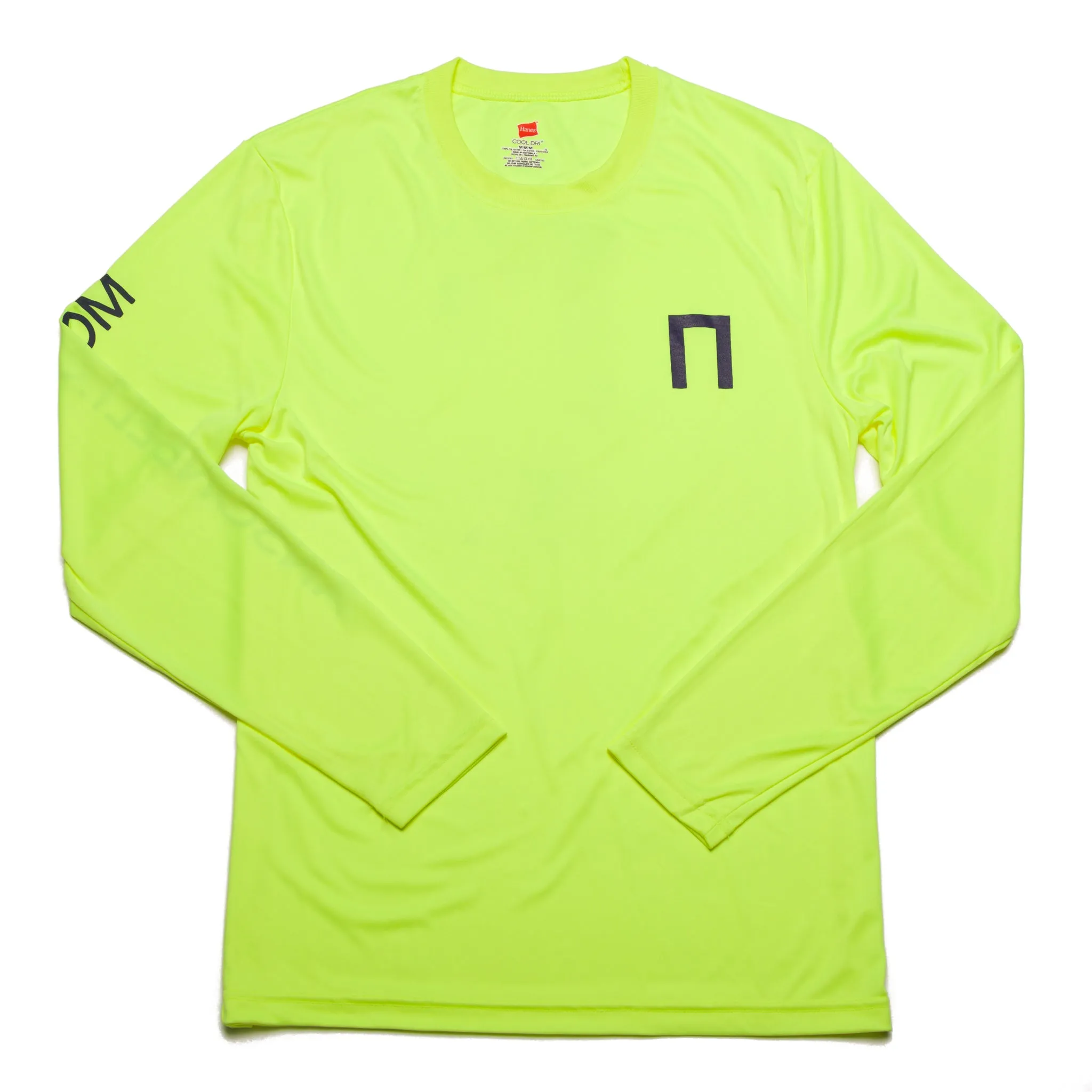 Safety Green Anson Belt Performance Long Sleeve Tee w/ Hanes Sport™ Men's FreshIQ™ Cool DRI® technology