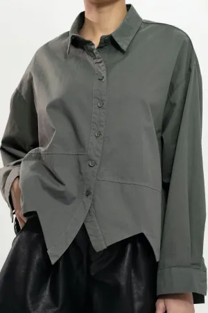 Sage Green Shirt With Zigzag Hem