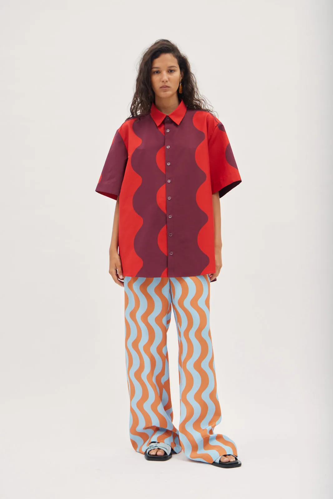 SANTANA - COLLARED SHIRT- SONIC PRINT SILK COTTON VOILE