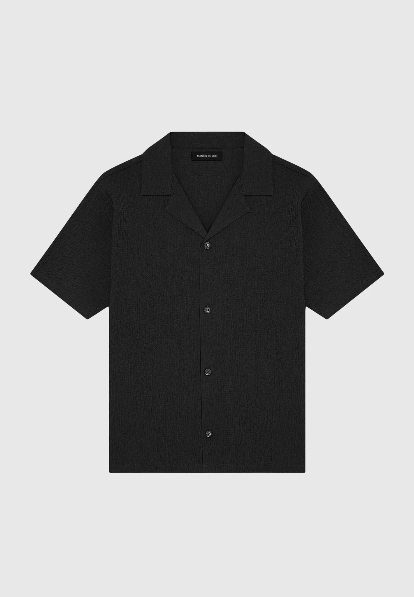 Seersucker Revere Shirt - Black