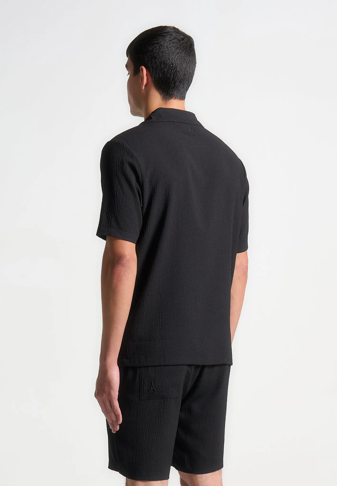 Seersucker Revere Shirt - Black