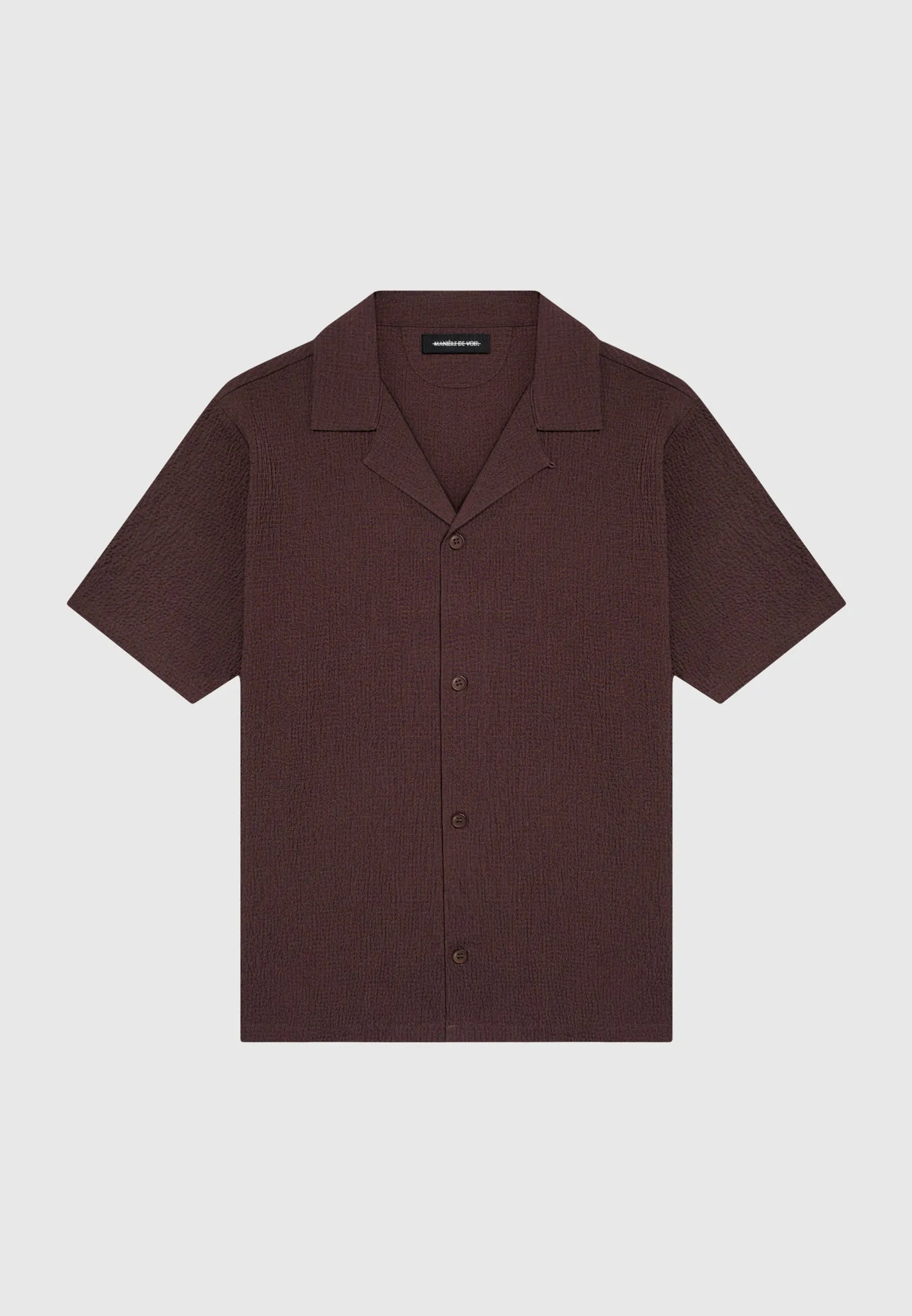 Seersucker Revere Shirt - Brown