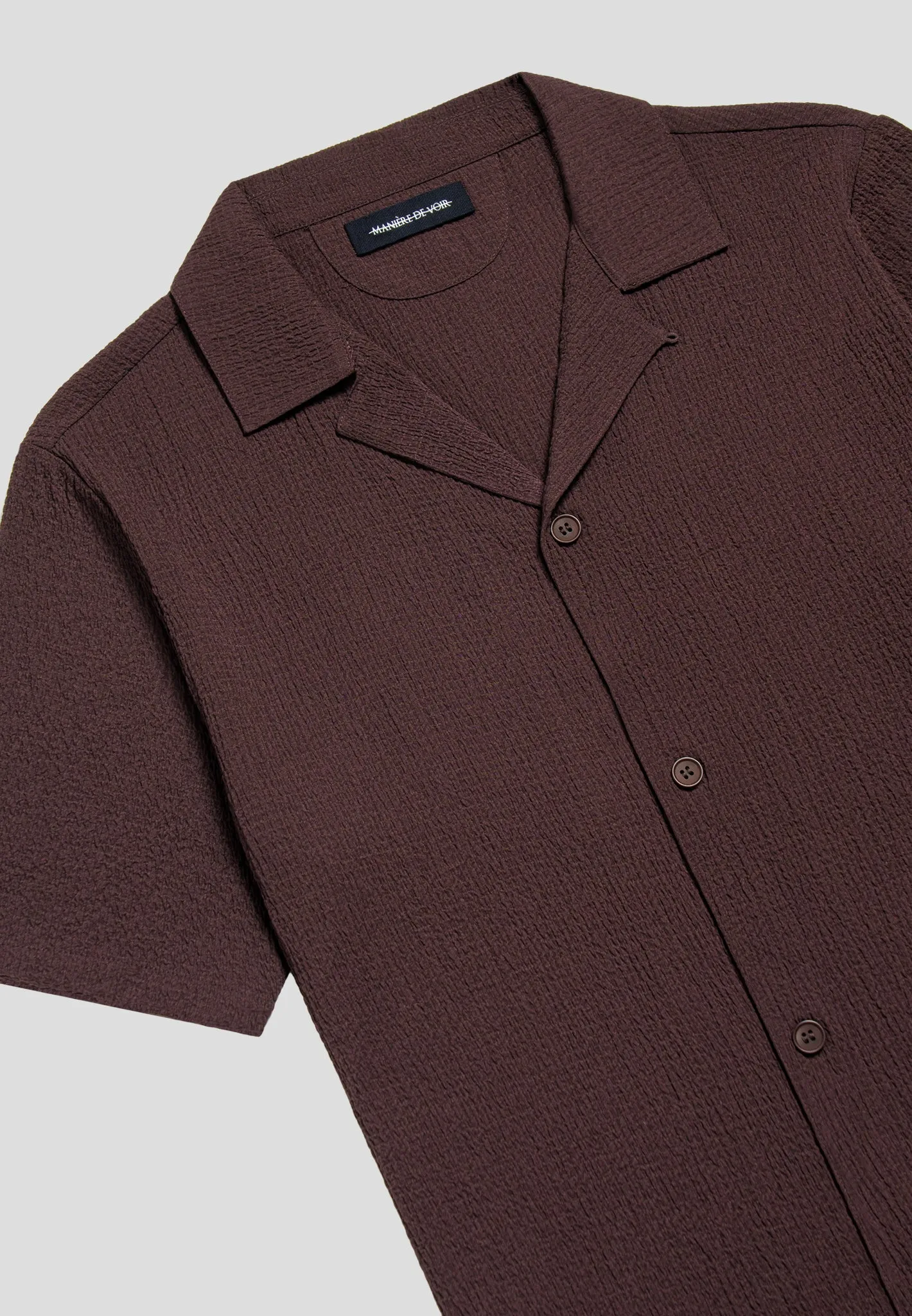 Seersucker Revere Shirt - Brown