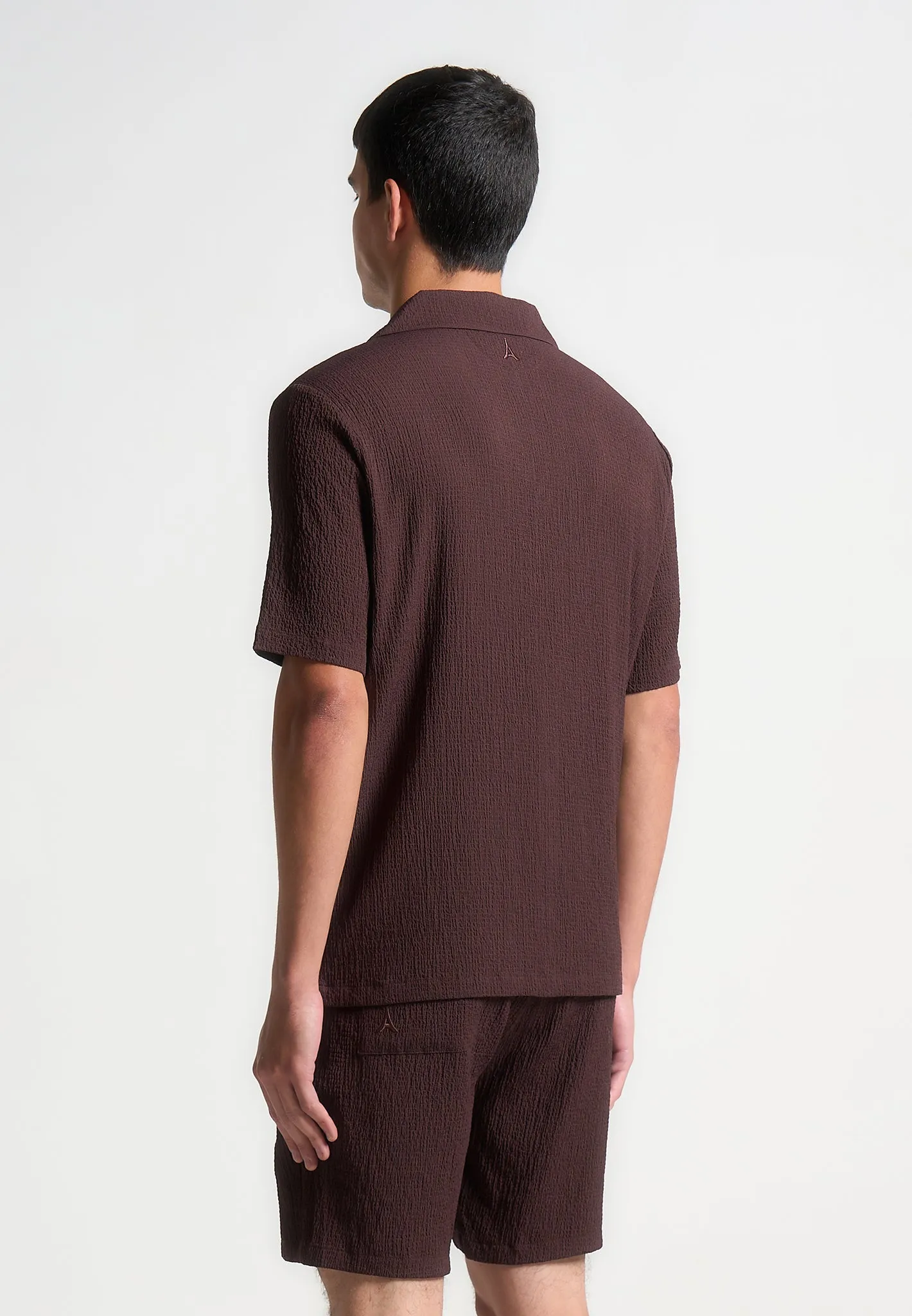 Seersucker Revere Shirt - Brown