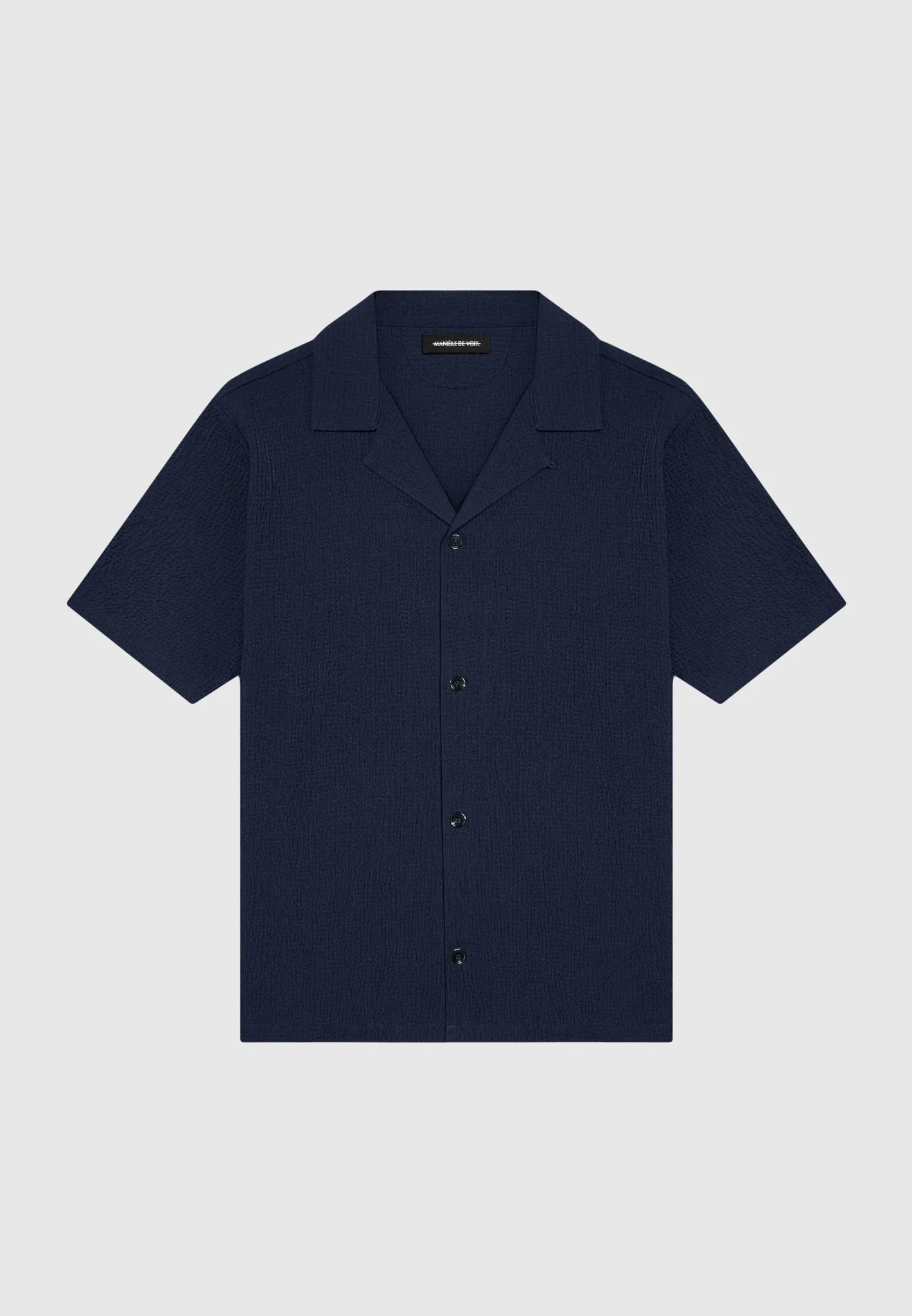 Seersucker Revere Shirt - Navy