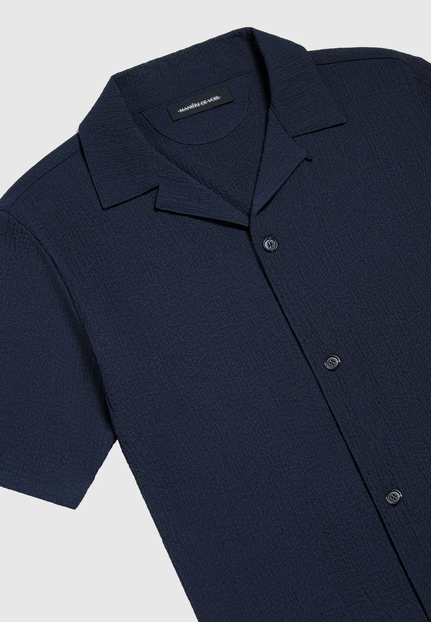 Seersucker Revere Shirt - Navy