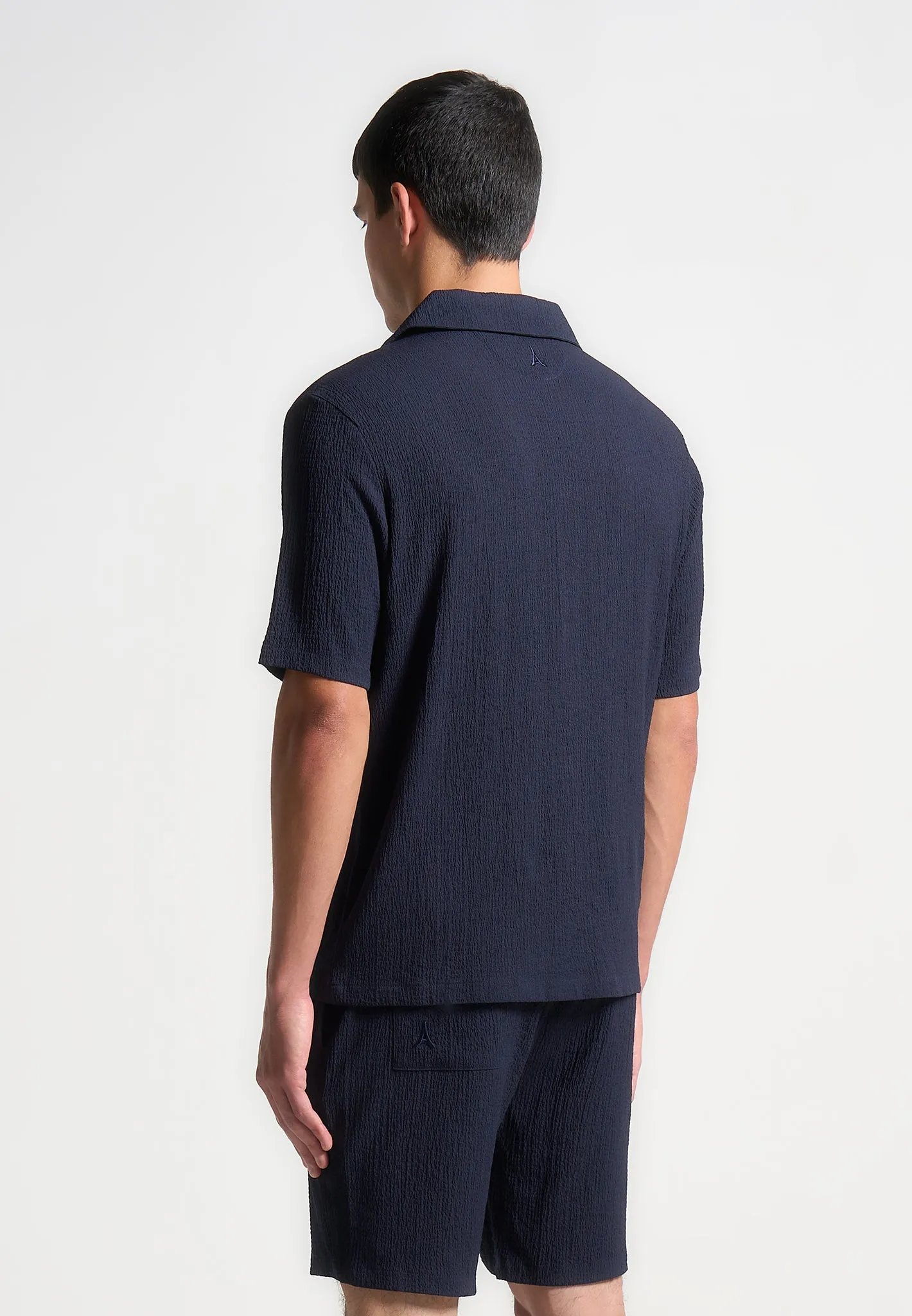 Seersucker Revere Shirt - Navy