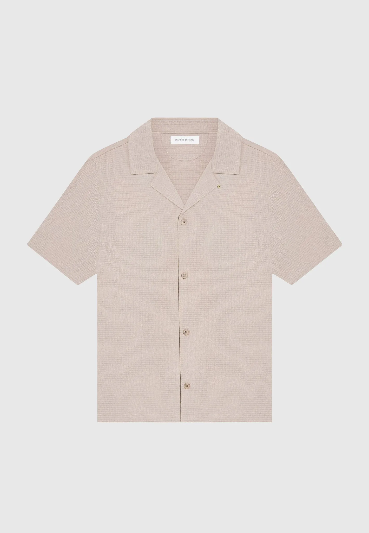 Seersucker Revere Shirt - Taupe