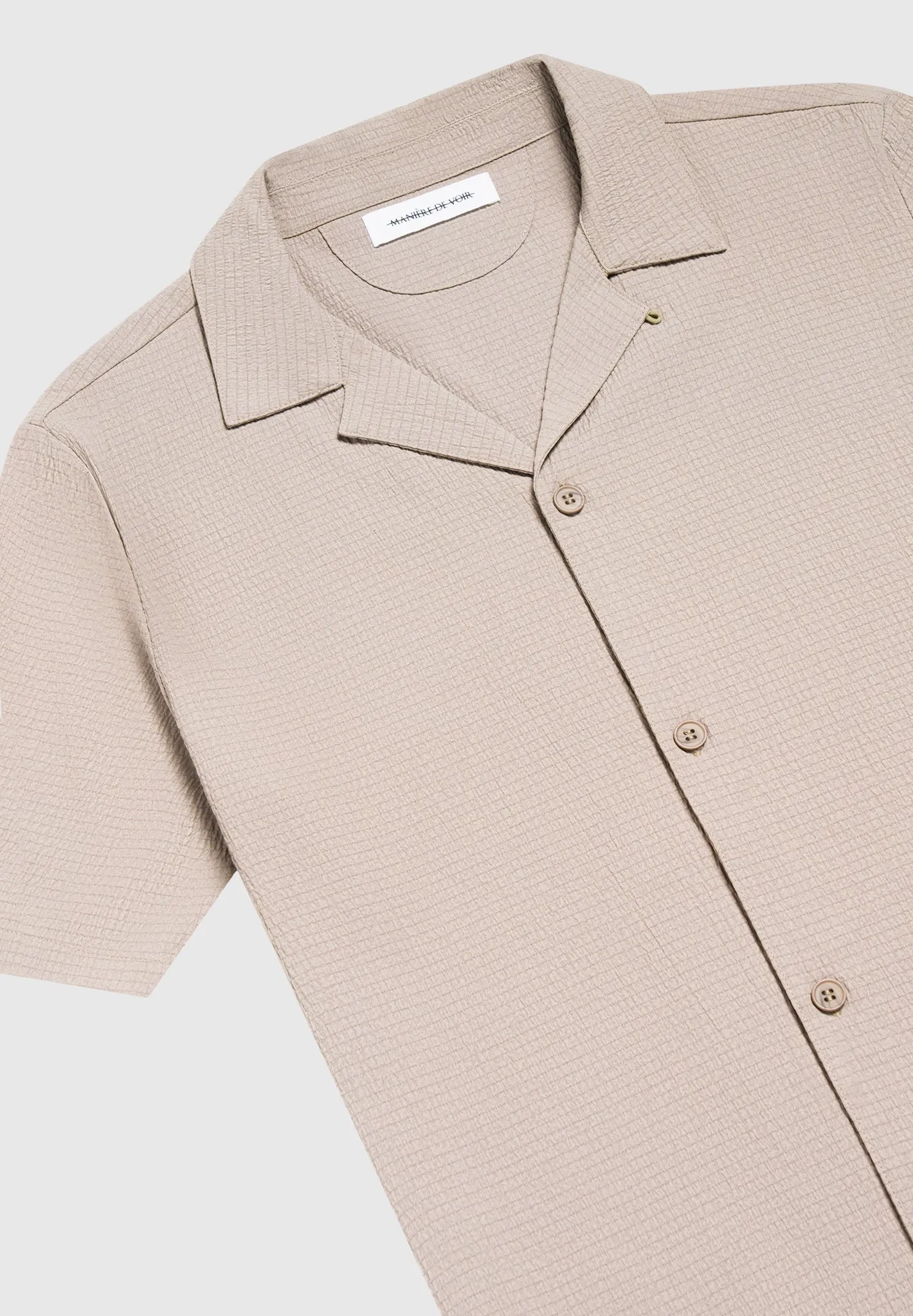 Seersucker Revere Shirt - Taupe