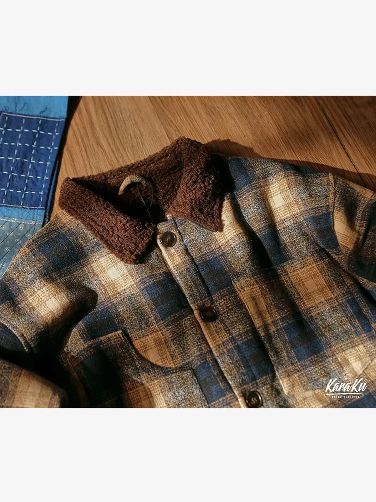 Sherpa-Lined Tweed Check Long Sleeve Shirt