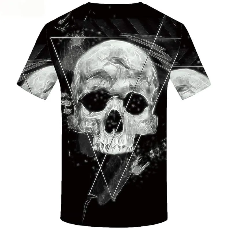 Skull T-shirt Men Black Tshirts Novelty Space T-shirts 3d Geometry Tshirt Printed Short Sleeve Hip hop Unisex Tee Style