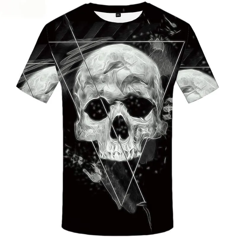 Skull T-shirt Men Black Tshirts Novelty Space T-shirts 3d Geometry Tshirt Printed Short Sleeve Hip hop Unisex Tee Style