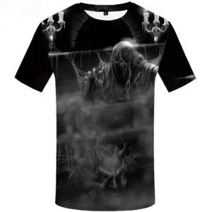 Skull T shirts Men Spider Web Tshirt Anime Black Tshirts Casual Punk T-shirts 3d Short Sleeve Full Print Unisex New O-neck