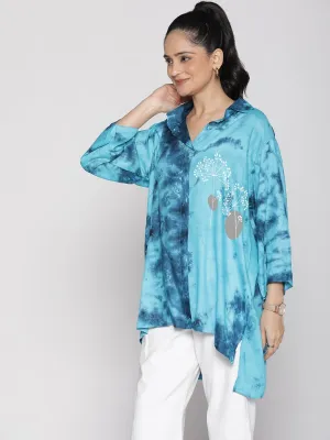 SkyBlue TieDye ShirtTop - IrisBeam