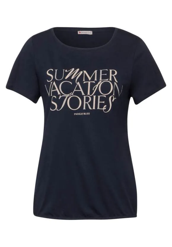 Street One Cotton T Shirt Navy or White 321684