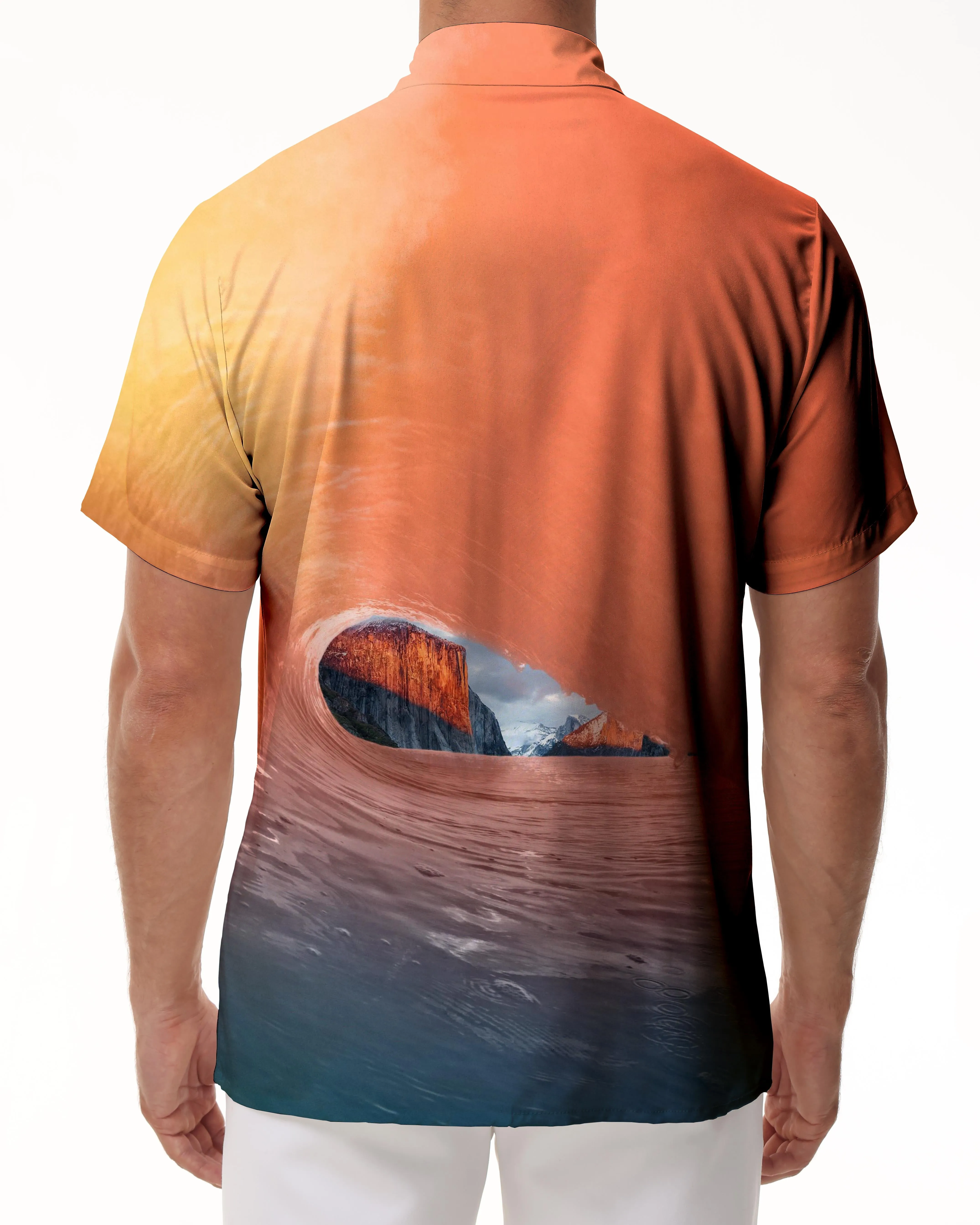 Sunset Sea Men's Tropical Hawaiian Shirt 3D Printed Short Sleeve Shirt Summer Beach Swimming