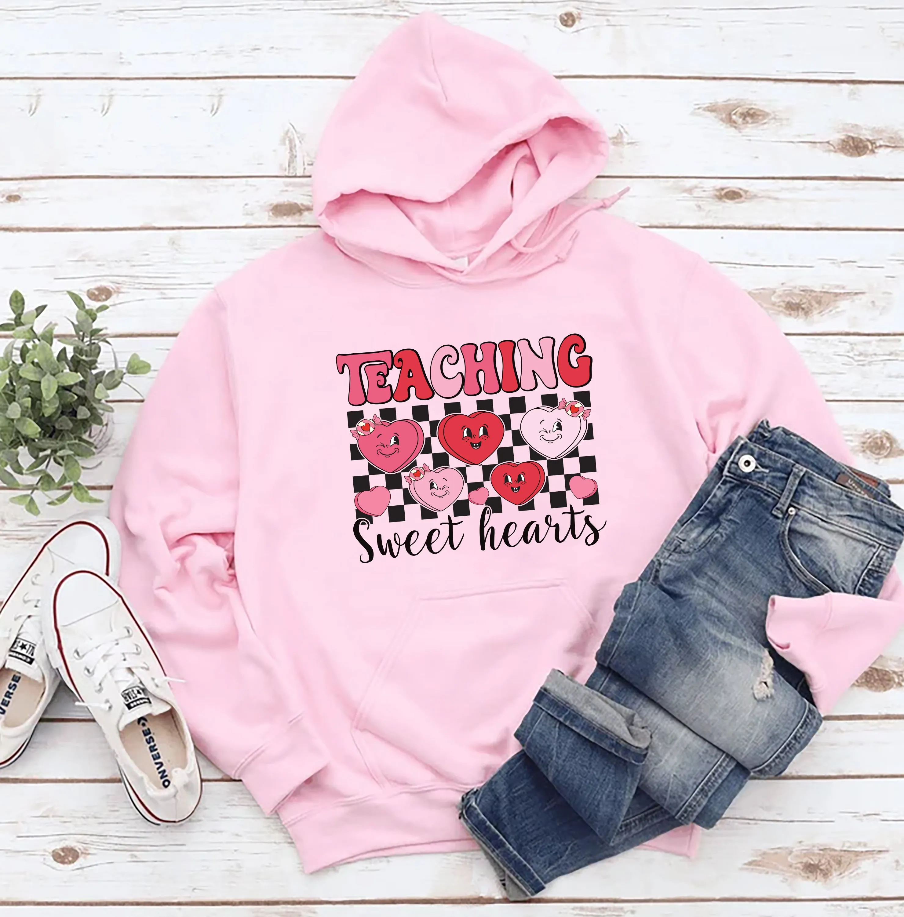 Teaching Sweethearts Teacher Hoodie, Valentine Gifts Hoodie