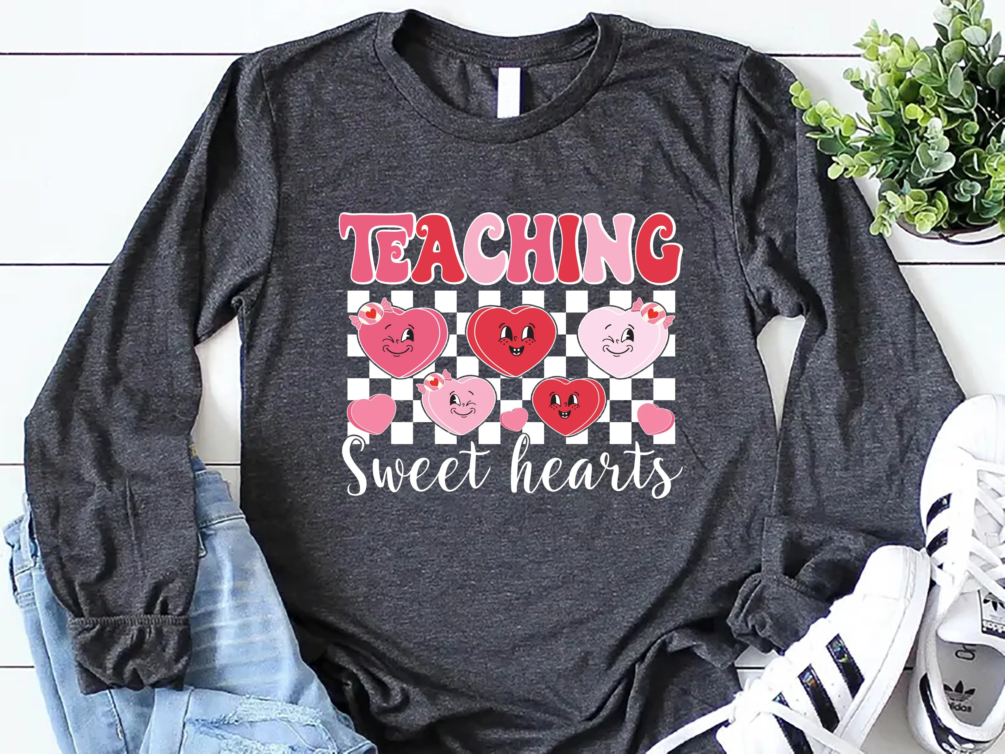 Teaching Sweethearts Teacher Long Sleeve Shirt, Valentine Gifts Shirt