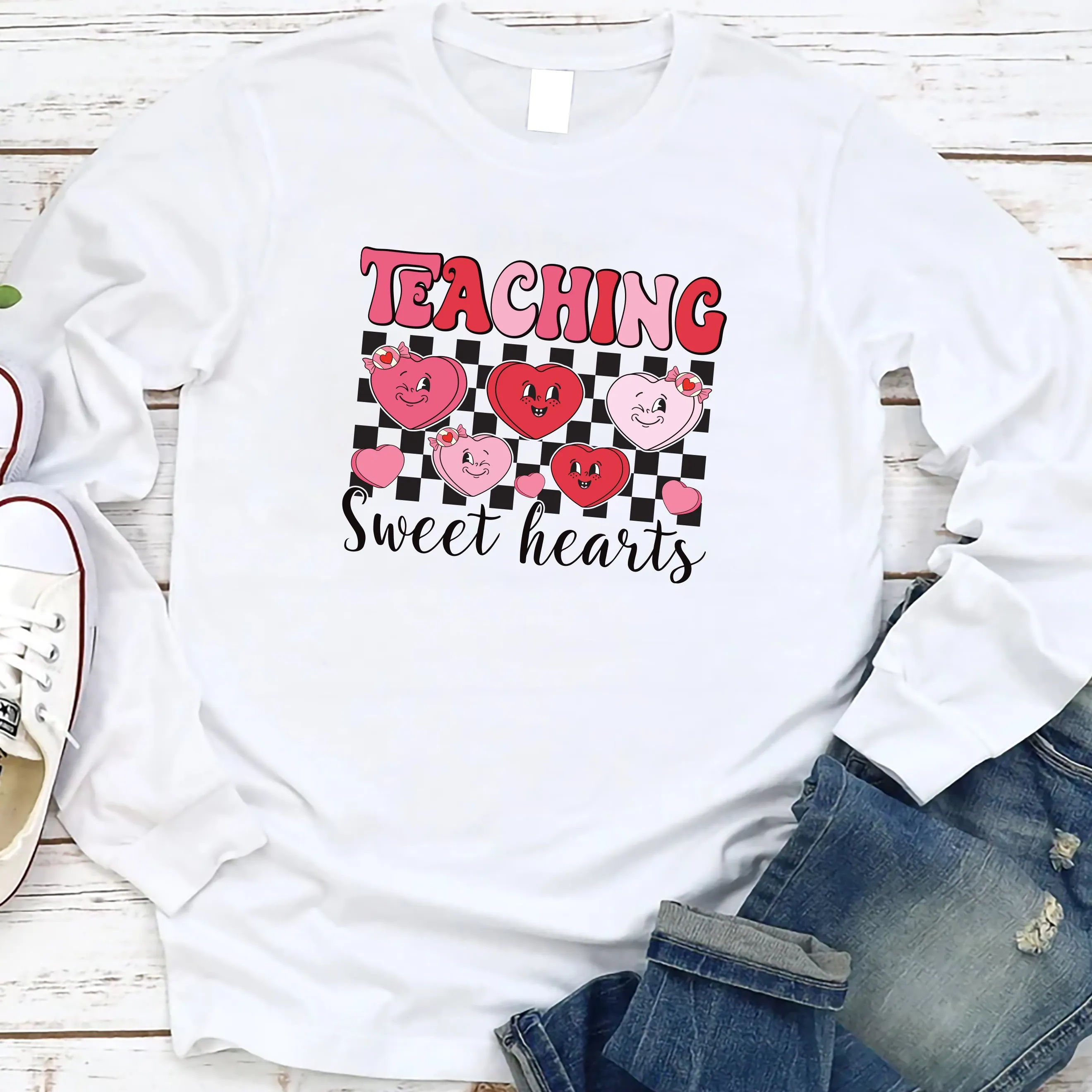 Teaching Sweethearts Teacher Long Sleeve Shirt, Valentine Gifts Shirt