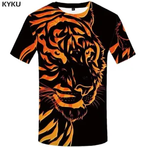 Tiger T shirt Men Flame T shirts Funny Space Tshirt Anime Animal Tshirts Print Punk T-shirt 3d Mens Fashion Hip hop Unisex