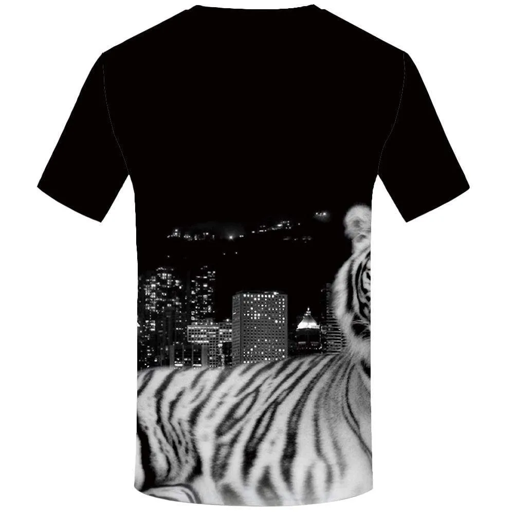 Tiger T-shirts Men City Tshirt Anime Black T shirts Funny Animal Tshirts Print Mountain T-shirt 3d Mens Fashion Short Sleeve